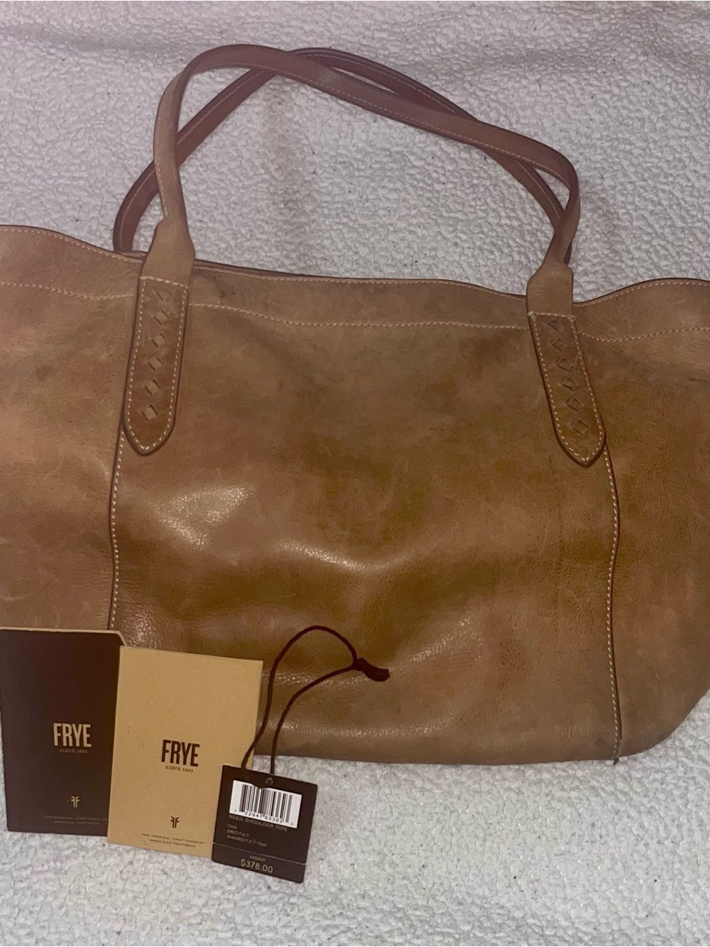 Frye Brown Leather Hobo Tote with Braided Strap Detail